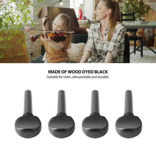 4Pcs Black Solid Wood Violin Tuning Peg Replacement M00590 2