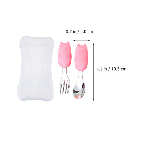 1 Set Besteck Kinder Trainingsgeschirr Mit Box (Pink) 1