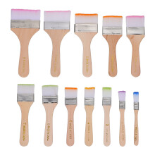 12Stk Flacher Malpinsel Für Kinder Und Erwachsene, Nylon, Holzgriff
