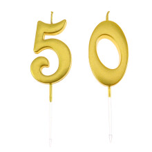 2Stk. 50 Geburtstagskerzen Golden Für Kuchen Topping Partydekoration