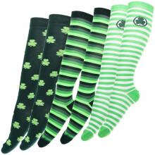 3 Paar Mittlere Baumwollsocken Mit Kleeblattmuster Atmungsaktiv