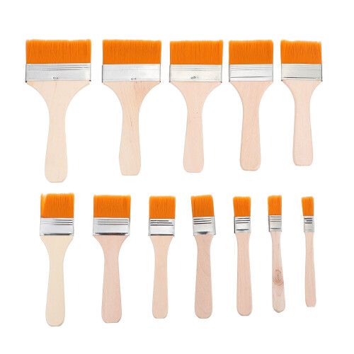 12Stk Nylon Haar Holz Ölgemälde Diy Graffiti Flacher