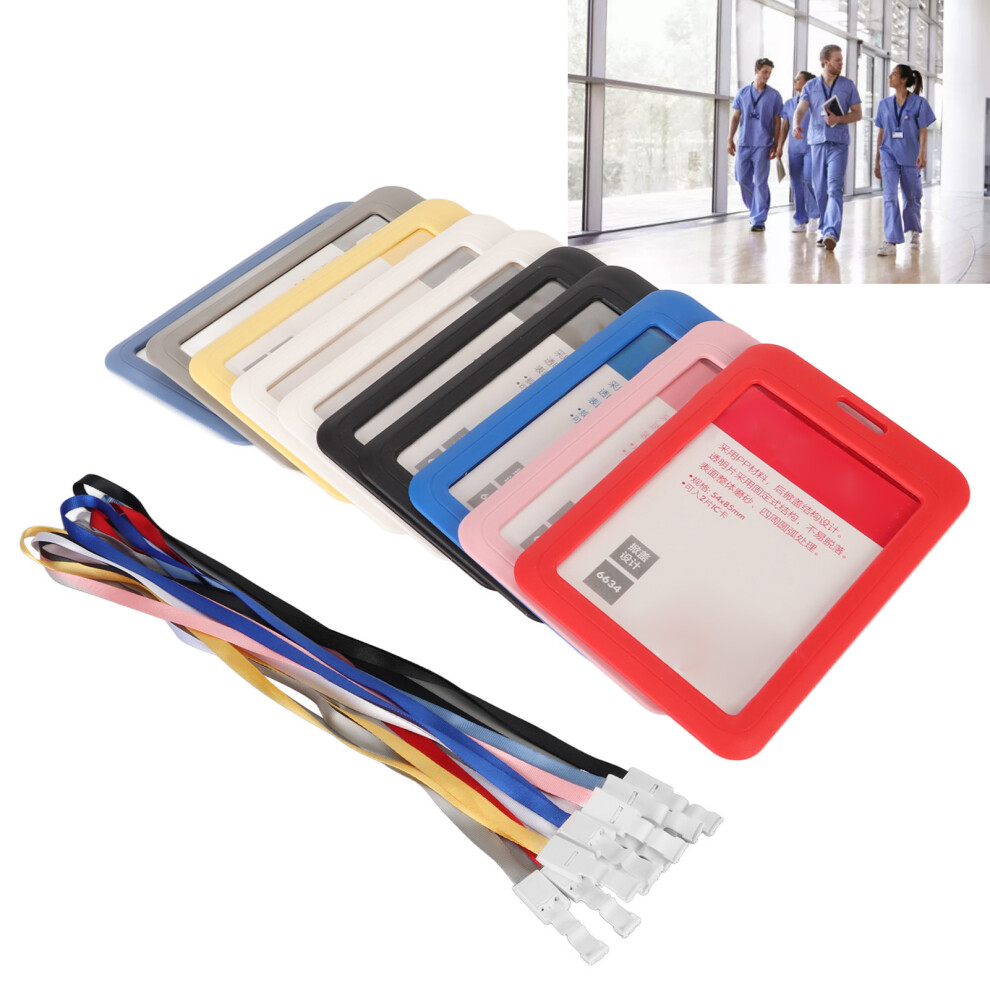 10Pcs Assorted Color Frosted Plastic Badge Holders with Lanyard 4.3x2.8in-image-OPC-PKZP7WT-NEW