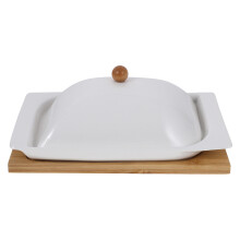 1 Set Keramik Butterdose Mit Holzunterlage Für Und Haushalt