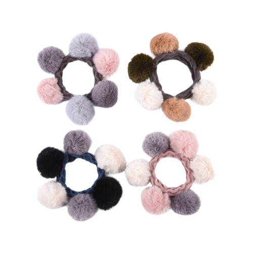 4Stk Macarons Farbe Plüsch Haarreifen Für Kinder 1