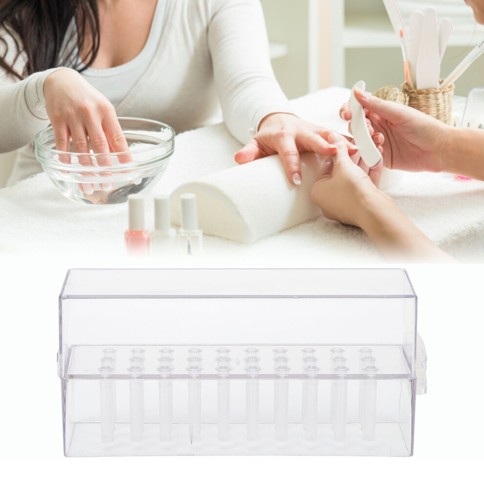 Professional 30 Hole Acrylic Nail Drill Bits Holder with Dustproof Cover