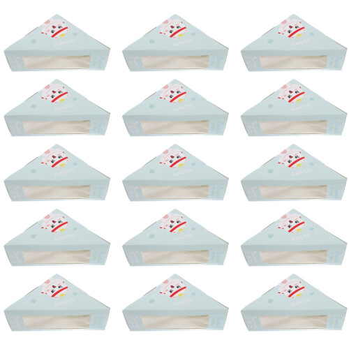100Pcs Triangle Sandwich Boxes White Paper with PVC Window for Packing