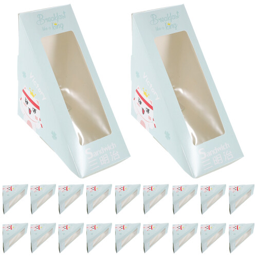 100Pcs Triangle Sandwich Boxes White Paper with PVC Window for Packing 2