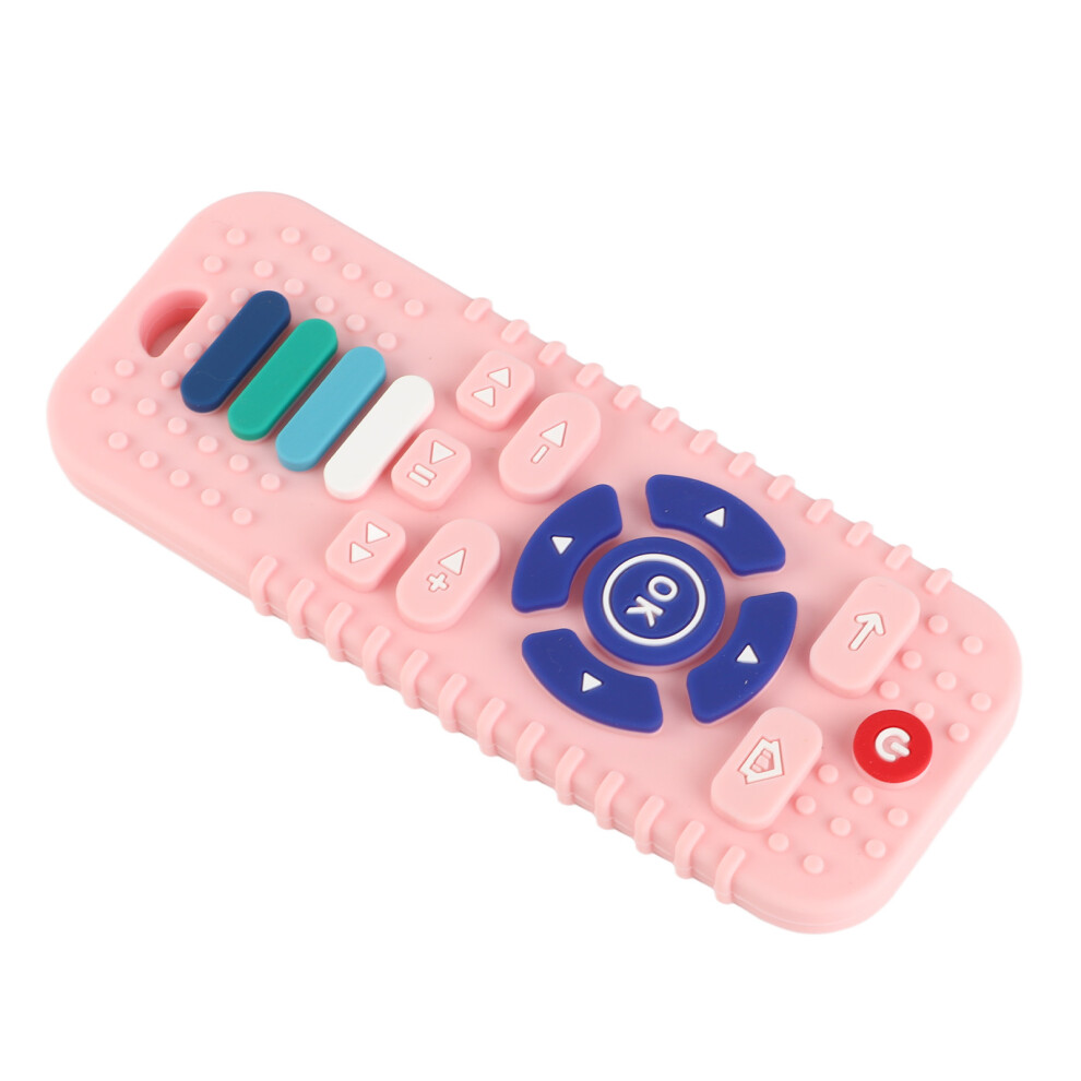 Infant Silicone Teething Toy In Tv Remote Shape Safe To Chew Pink