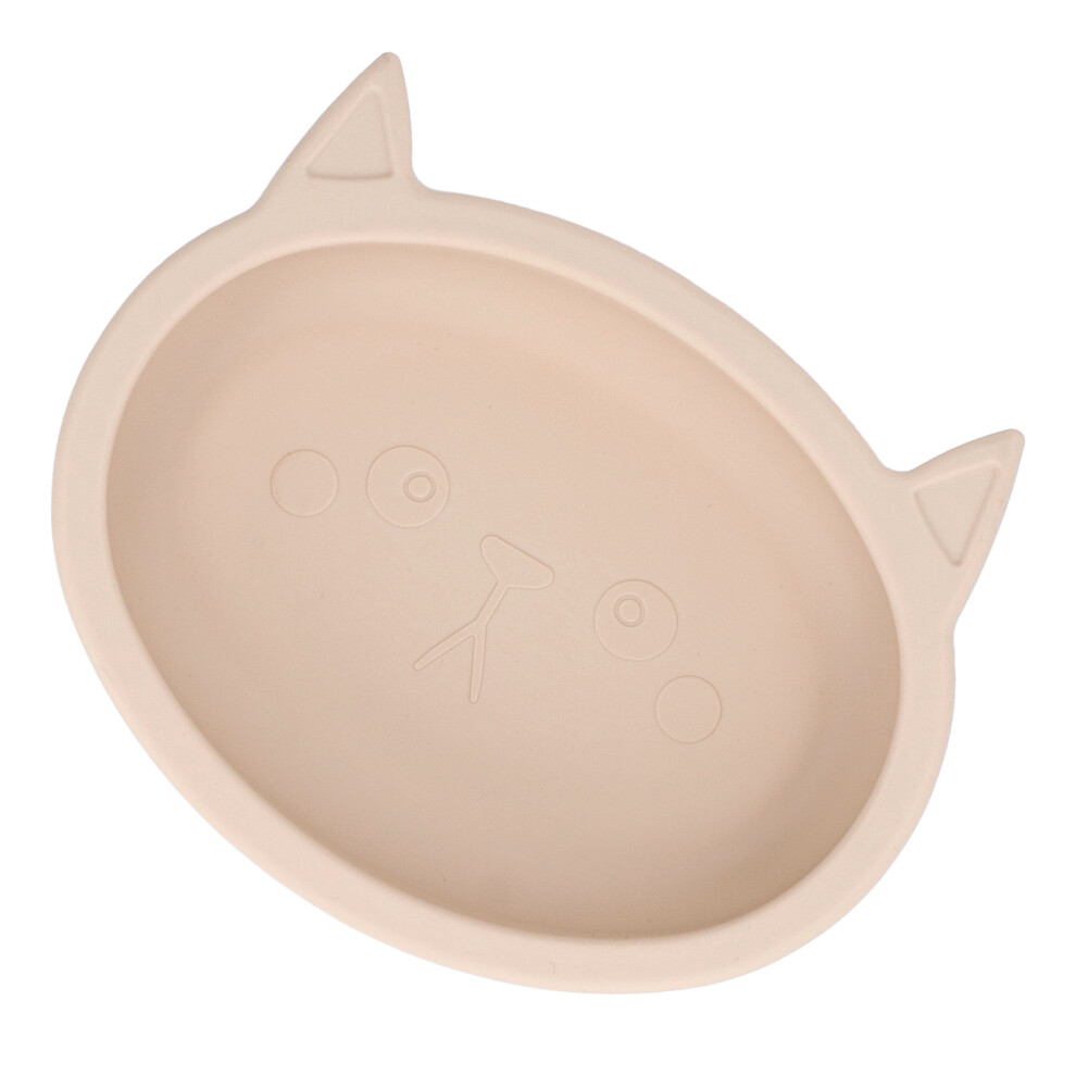 Cartoon Cat Shaped Baby Food Bowl with Suction Cup, Beige, Silicone