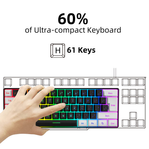 Gaming Keyboard with RGB Backlight + Mouse Kit Max 3200DPI 61 Keys 1