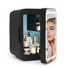 4L Mini Fridge with LED Mirror Cooler Warmer Black