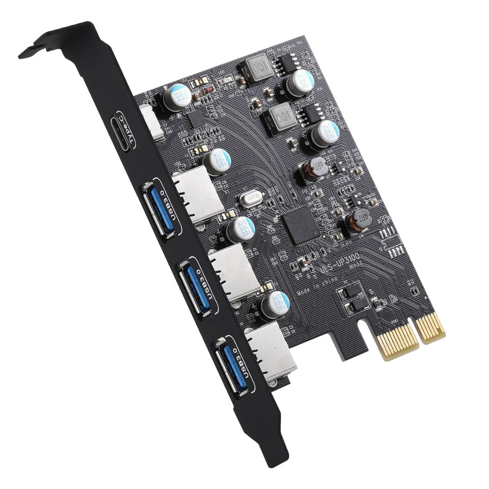 Pci-E To Usb 3.0 Card 1X Type-C 3X Usb-A Ports, Pci Express Expansion Card, No Power Supply Required 9016109340917