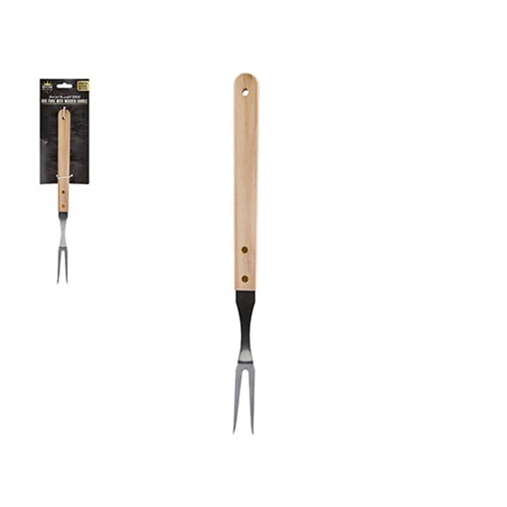 BBQ Fork With Wooden Handle 1 Piece Natural Finish Outdoor Cooking-image-OPC-PKZPJDC-NEW