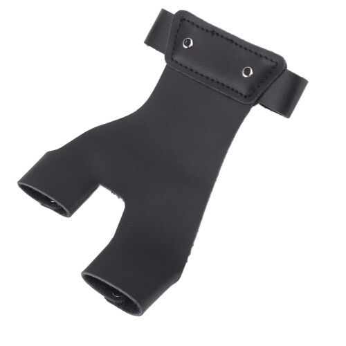 Artificial Leather 2-Finger Archery Hand Guard Protector Adjustable Black