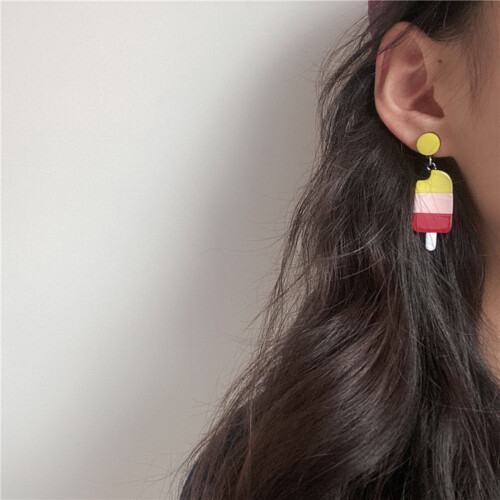 Multicolor Acrylic Silver Eardrop Comfortable Summer Jewelry 1