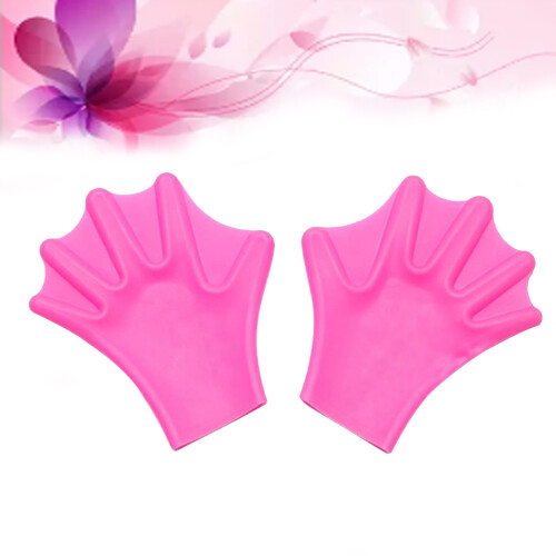Ein Paar Silikon Schwimmhandschuhe Mit Flossen Für Wassertraining 2