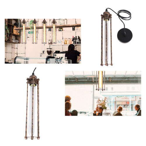 Industrial Pendelleuchte Metall Drahtkäfig Mit Seil 1