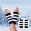 1 paar warmhaltende gestreifte -Strickhandschuhe, Halbfinger 5