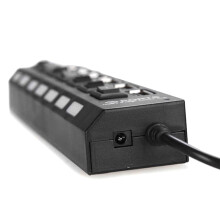 7-Port USB 2.0 Hub mit , /Ausschalter, für Laptop, Schwarz