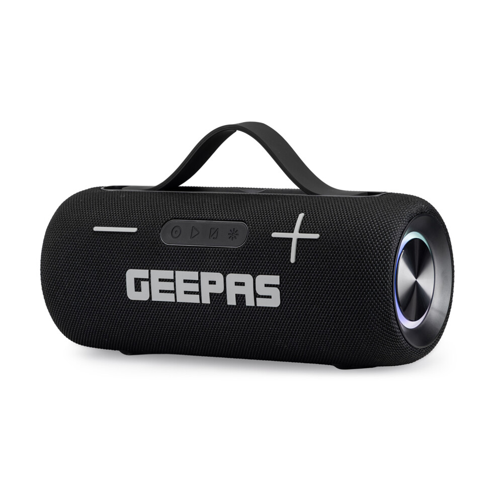 Geepas Waterproof Bluetooth Speaker | Portable Wireless Speaker With Rgb Lights 10M Range Ipx5 Rating 7H Playtime Usb/Bluetooth 5.3/Fm/Tf/Aux/Mic