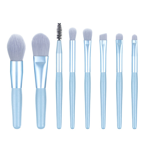 8Stk. Make-up- -Set Mit Holzgriff Für Puder (Hellblau)