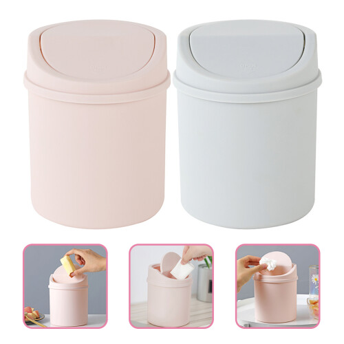 2Stk Mini Halter Müllbehälter Desktop Organizer Mit Deckel 2