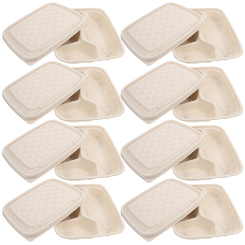 10Pièces Boîtes Alimentaires Pulpées Avec Couvercles Khaki