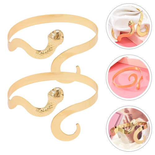 2St Gouden Slangen Armband Arm Cuff Bangle Dames 2