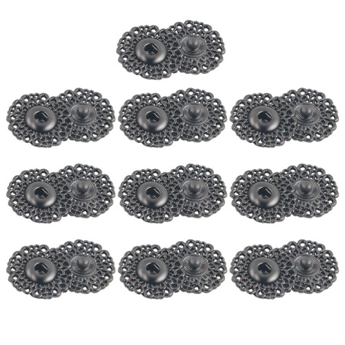 10Pcs Durable Grey Hollow Snowflake Snap Buttons for Sewing