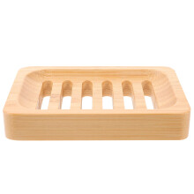 2Pcs Bamboo Soap Dish Storage Tray Draining Soap Holder Beige