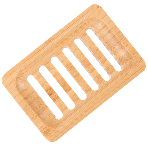 2Pcs Bamboo Soap Dish Storage Tray Draining Soap Holder Beige 2