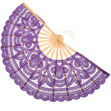 Éventail Portable En Et Bambou Violet Pour Spectacle