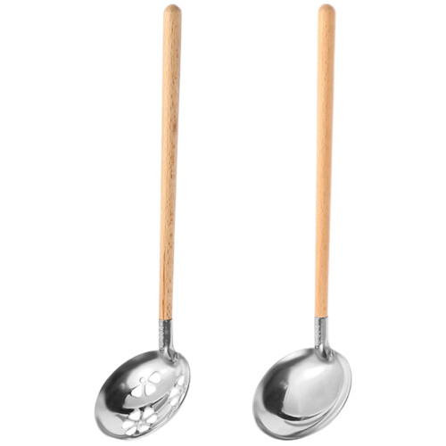 1 Set Servierlöffel Aus Mit Langem Griff Und Löchern 2