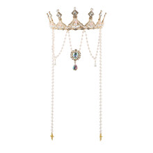 Gouden Tassel Tiara Voor Elegante Rhinestone Kroon