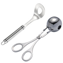 fleischklopsformer mit und löffel, silber