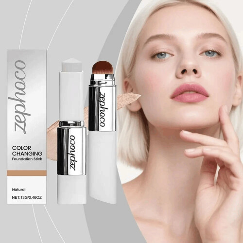 2-in-1 White Foundation Stick Colour Changing Concealer Stick with Brushes#Natural 2