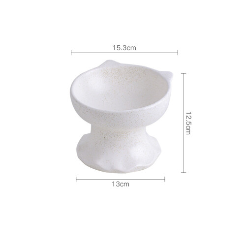 1Pc Ceramic Inclined Cat Feeding Bowl White 1