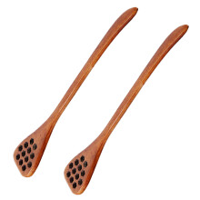 2 Natürlicher Holz Löffel Langstiel Hohlschnitt Retro