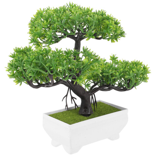 2Pcs Small Green Plastic Artificial Bonsai Tree Fake Plants for Table 2