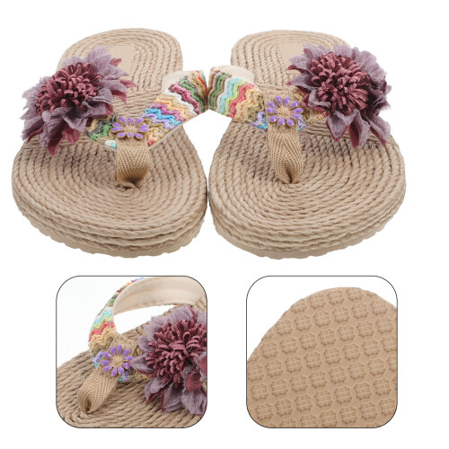 1 Paar Gewebte Flip-Flops Hawaii- Mit Blumenmuster 2