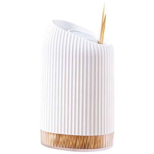 1Ensemble Porte Cure-Dents Bambou Pp+ps Pour Stockage Facile 2