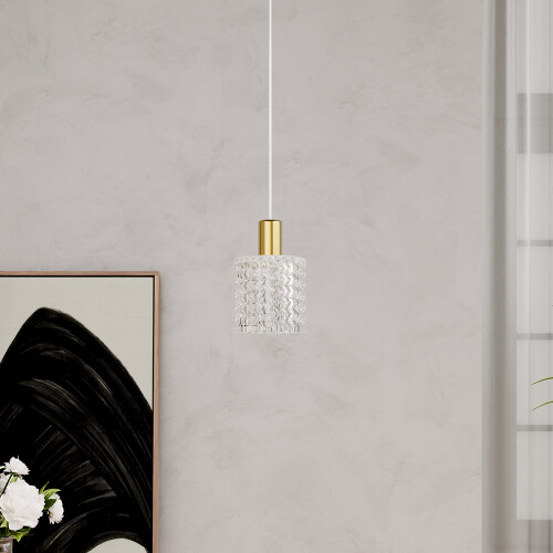 Living And Home Iron Pendant Light with Glass Shade 1
