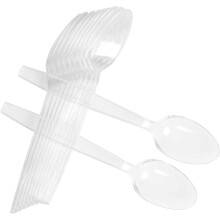 ECONX Disposable Clear Plastic Spoons Heavy Duty Plastic Cutlery Spoons Reusable 50PCS For Wedding Catering Party Events