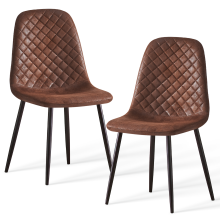 (Brown, 2PCS Dining Chair) Faux Suede Chairs