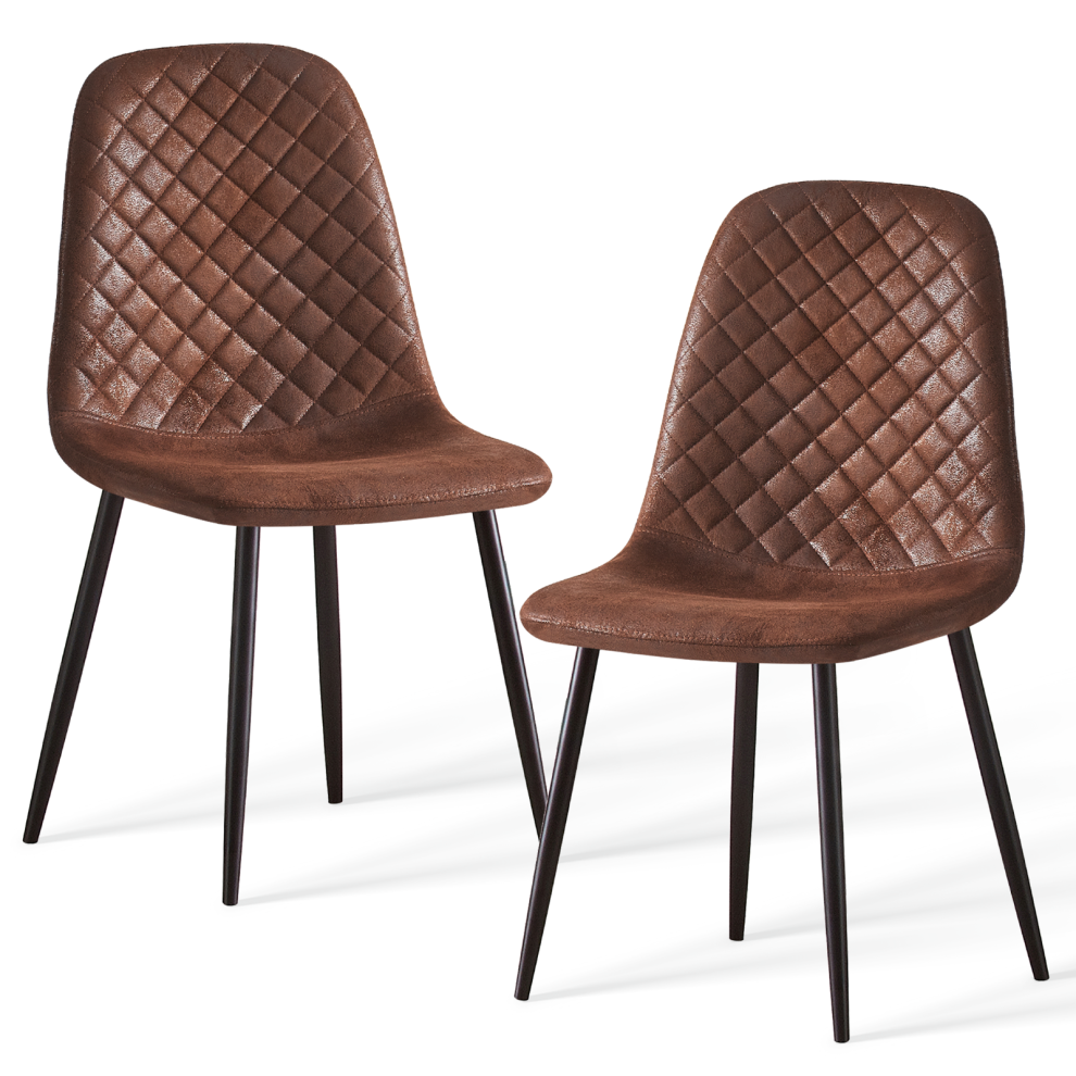 Ainpecca (Brown, 2Pcs Dining Chair) Faux Suede Chairs