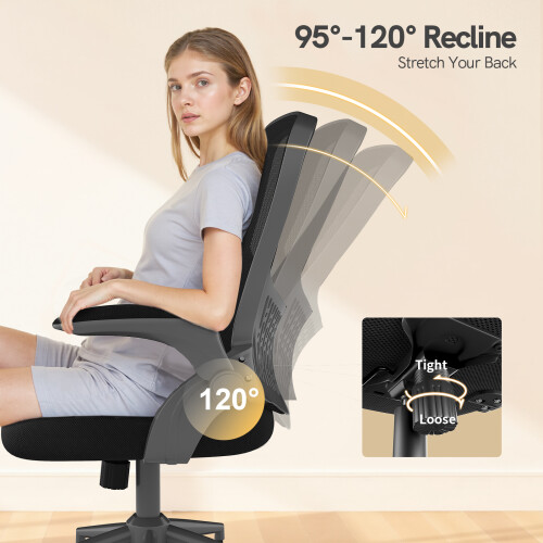 (Black) Ergonomic Mesh Office Chair with Storage Back 2