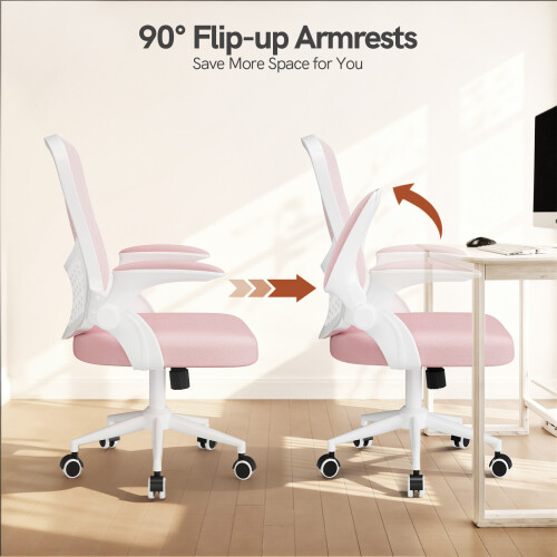 (Pink) Ergonomic Mesh Office Chair with Storage Back 1
