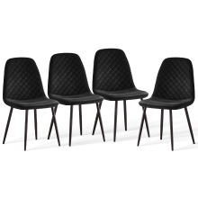 (Black, 4PCS Chair) 4PCS Velvet Dining Chairs