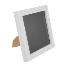 Houten opbergdoos met frame voor vinyl, speldjes en foto's, wit